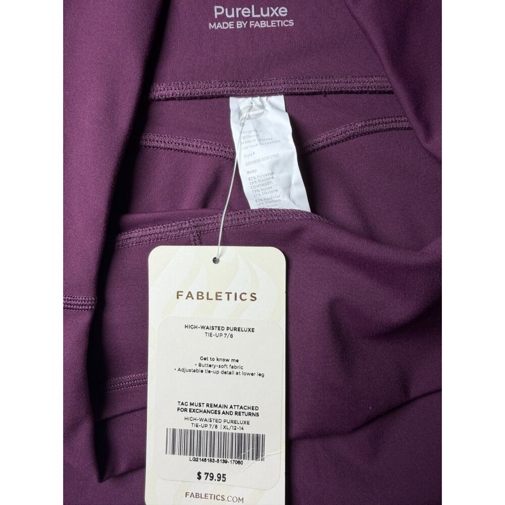 Fabletics PureLuxe High-Waist Tie-Up 7/8 Leggings XL 12-14 Purple NWT Balletcore - Picture 2 of 6